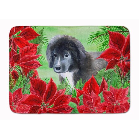 Carolines Treasures Newfoundland Puppy Poinsettas Machine Washable Memory Foam Mat CK1347RUG